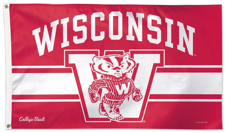 Wisconsin Badgers Vault Logo 3x5 Flag Throwback heartlandflags