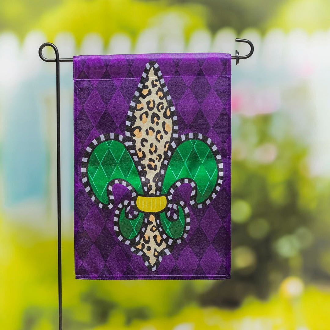 Animal Print Fleur De Lis Mardi Gras Garden Flag 2 Sided heartlandflags