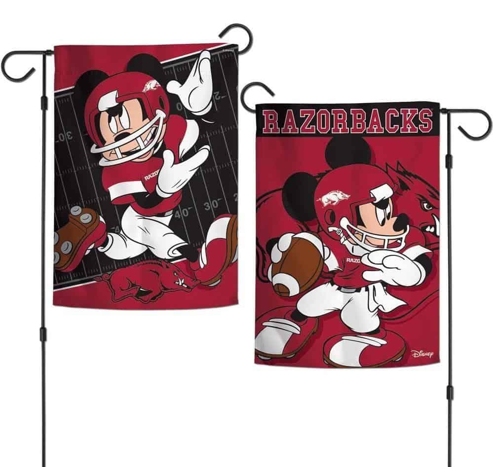 Arkansas Razorbacks Garden Flag 2 Sided Mickey Mouse heartlandflags