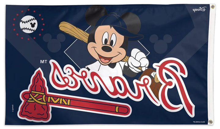 Atlanta Braves Flag 3x5 Mickey Mouse Baseball heartlandflags