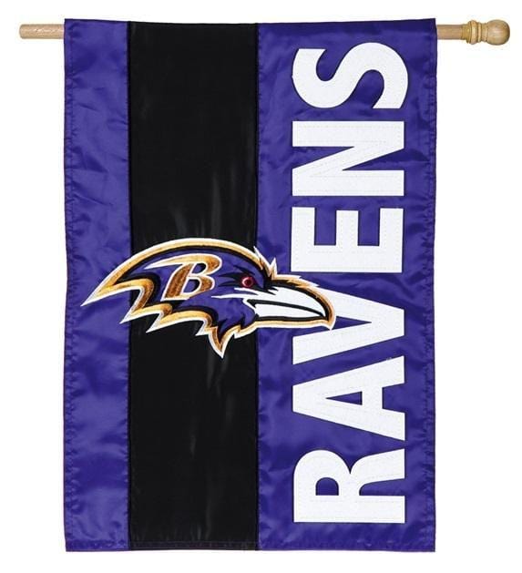 Baltimore Ravens Banner 2 Sided Embellished NFL Applique House Flag heartlandflags