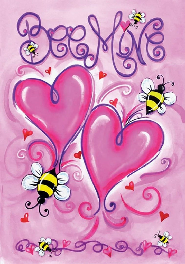 Bee Mine Valentine Banner House Flag heartlandflags