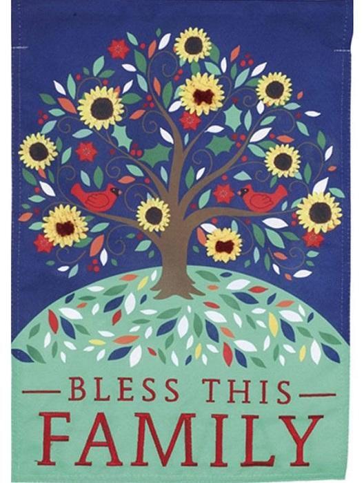 Bless This Family Garden Flag 2 Sided Earth Family Tree heartlandflags