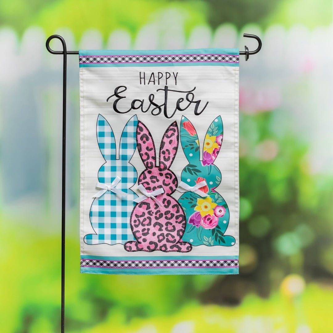 Bright Bunnies Easter Garden Flag 2 Sided Applique heartlandflags