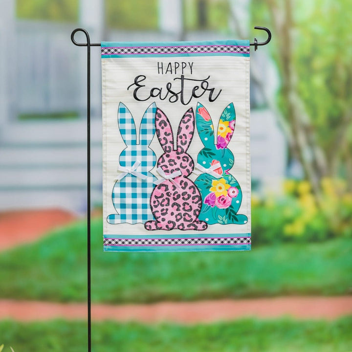 Bright Bunnies Easter Garden Flag 2 Sided Applique heartlandflags