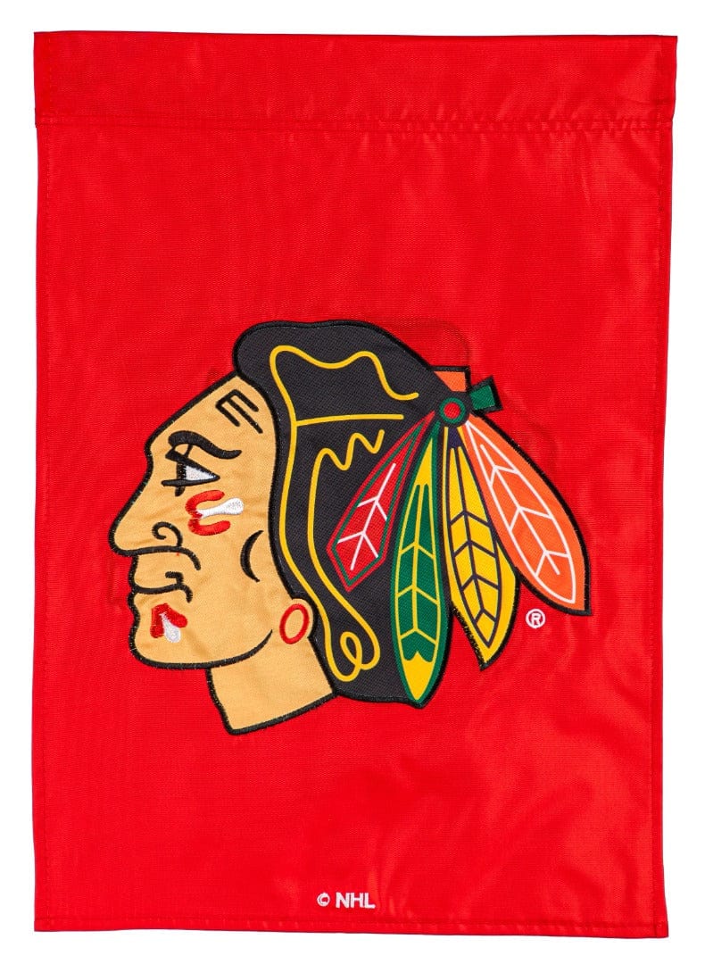 Chicago Blackhawks Garden Flag 2 Sided Applique Logo heartlandflags