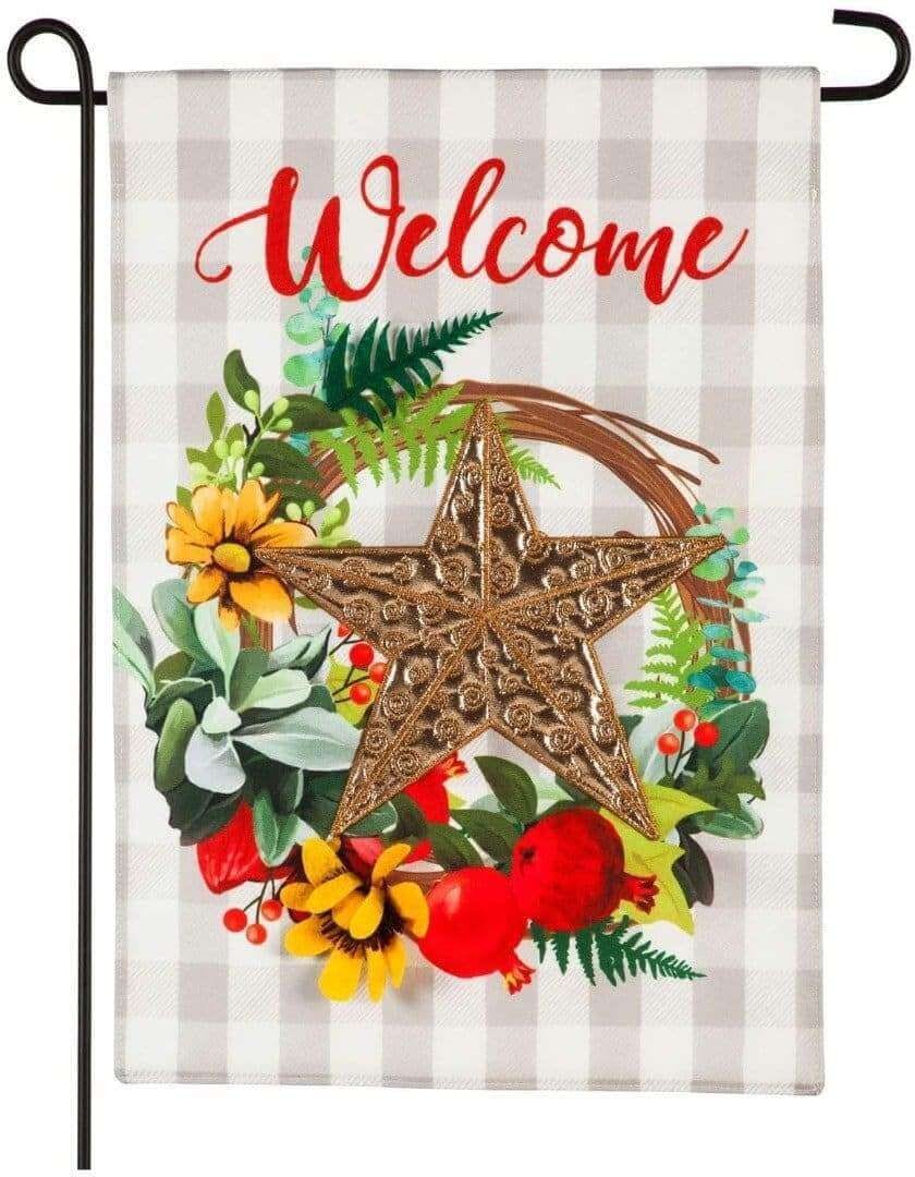 Copper Star Wreath Fall Garden Flag 2 Sided heartlandflags