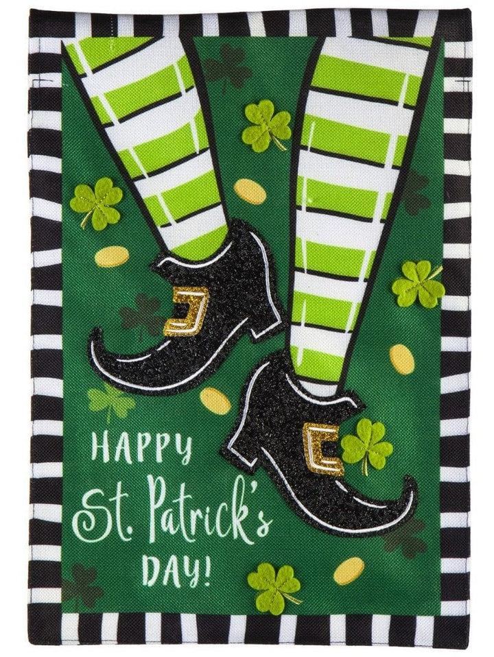 Dancing St Patricks Day Garden Flag 2 Sided Burlap heartlandflags