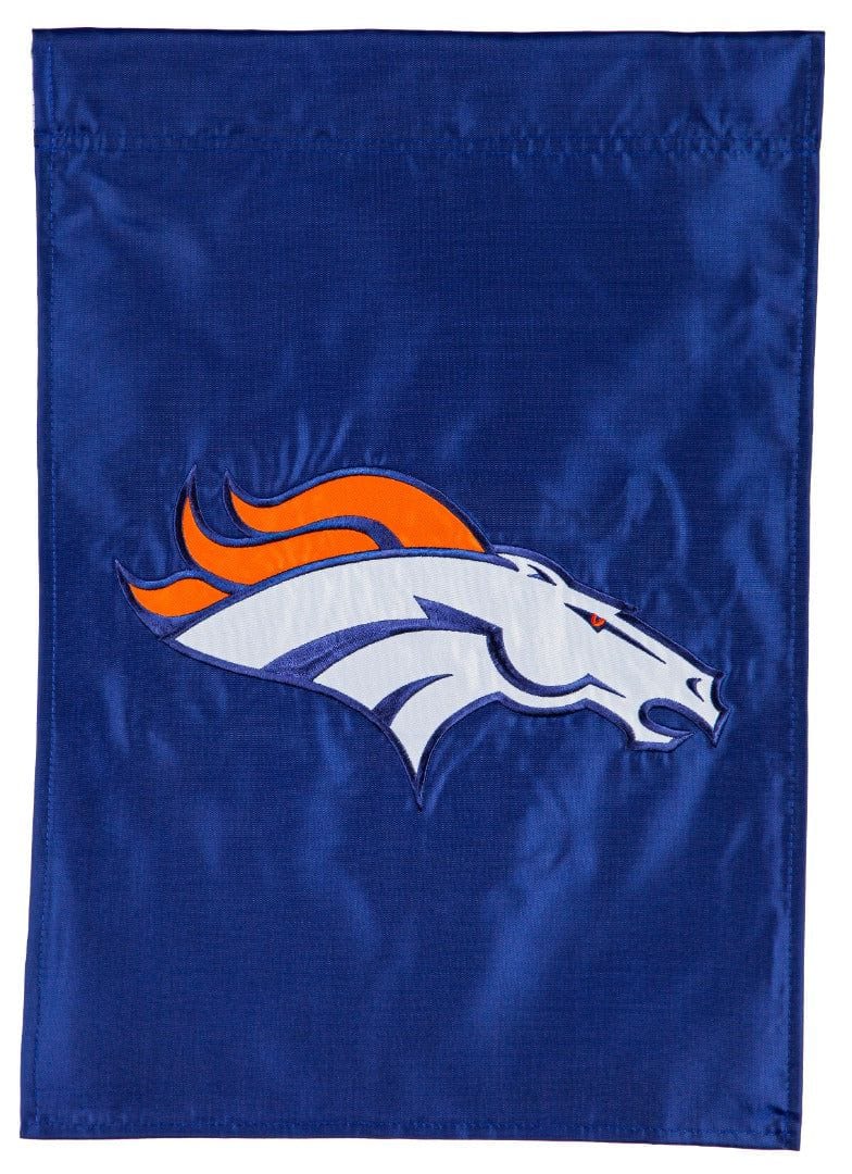 Denver Broncos Garden Flag 2 Sided Applique Logo heartlandflags