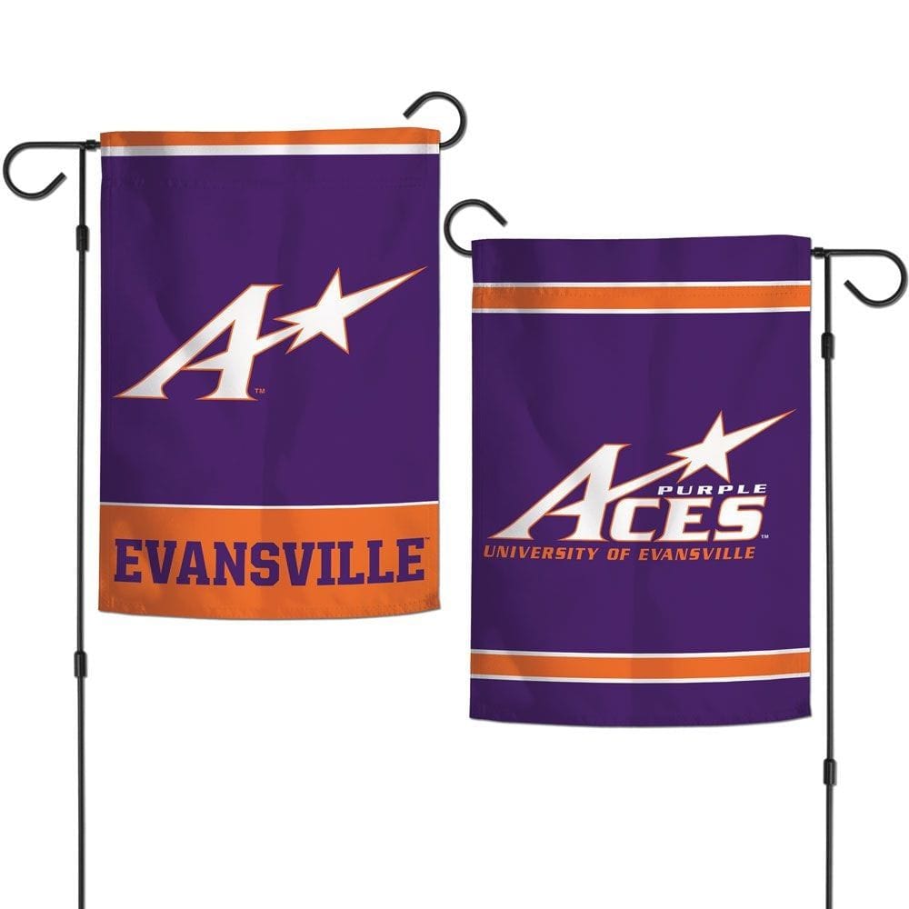 Evansville Purple Aces Garden Flag 2 Sided Logo heartlandflags