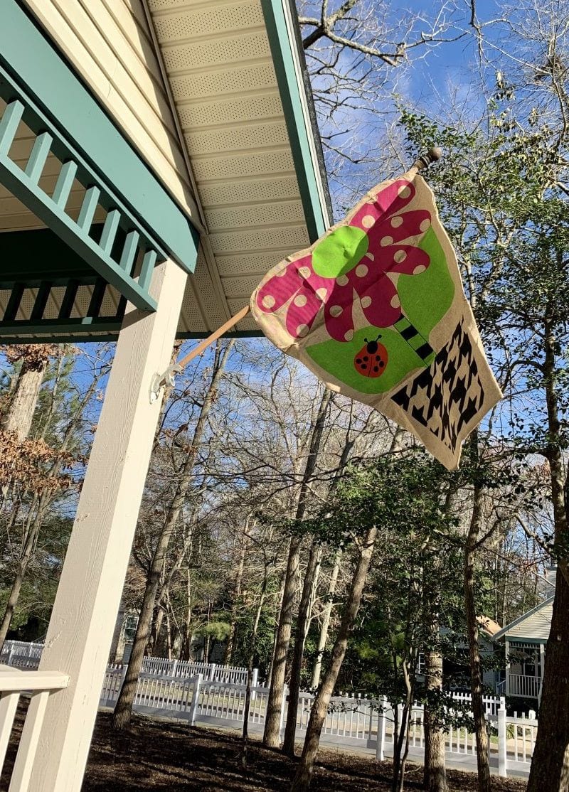 Flower Pot Flag 2 Sided Burlap House Banner Ladybug heartlandflags