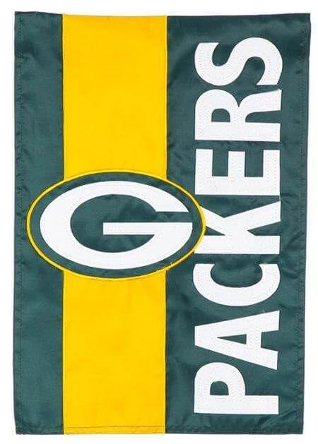 Green Bay Packers Garden Flag 2 Sided Embellished Logo Applique heartlandflags