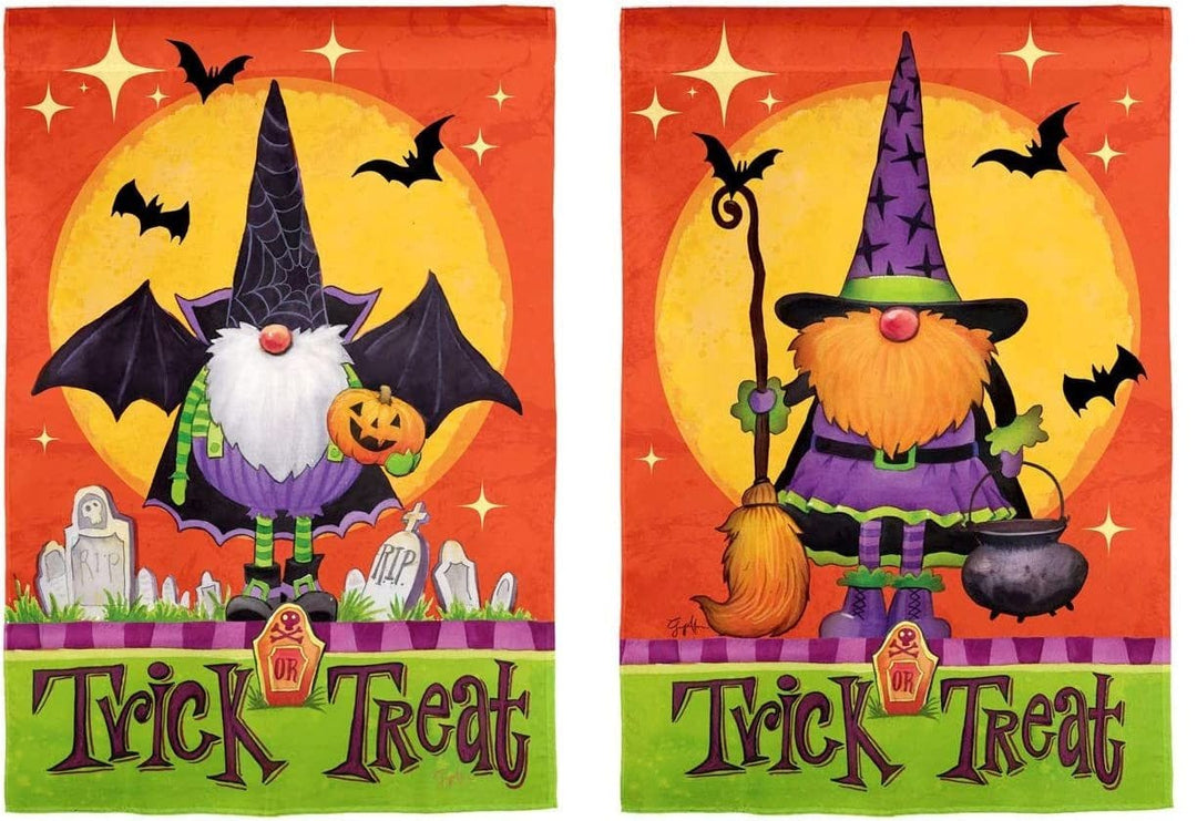 Halloween Gnomes In Costume Garden Flag 2 Sided heartlandflags