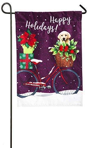 Happy Holiday Bicycle Christmas Garden Flag 2 Sided heartlandflags