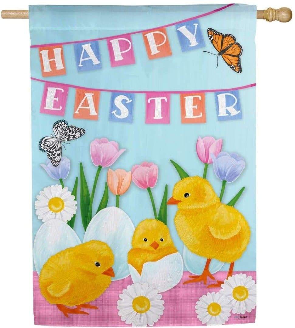 Hatched Happy Easter Flag 2 Sided House Banner heartlandflags