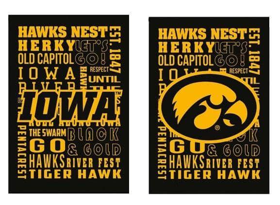 Iowa Hawkeyes Garden Flag 2 Sided Hawks Nest heartlandflags