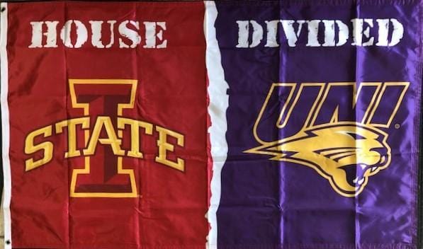 Iowa State vs UNI House Divided Flag 3x5 Rivalry 2 Sided heartlandflags