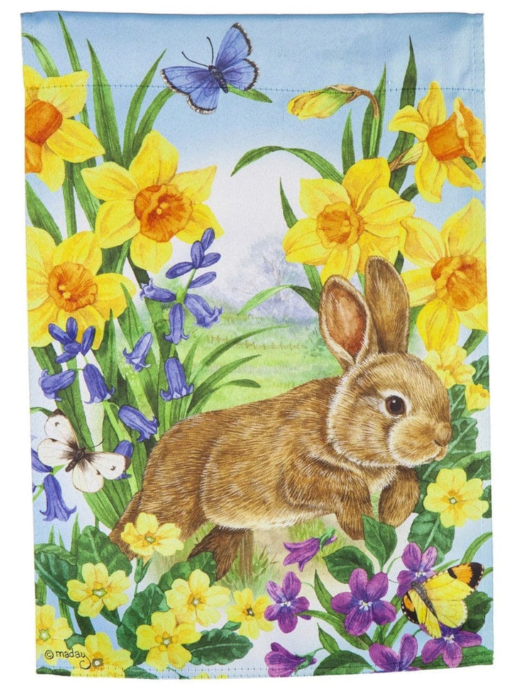 Jump In To Spring Garden Flag 2 Sided Bunny Flowers heartlandflags