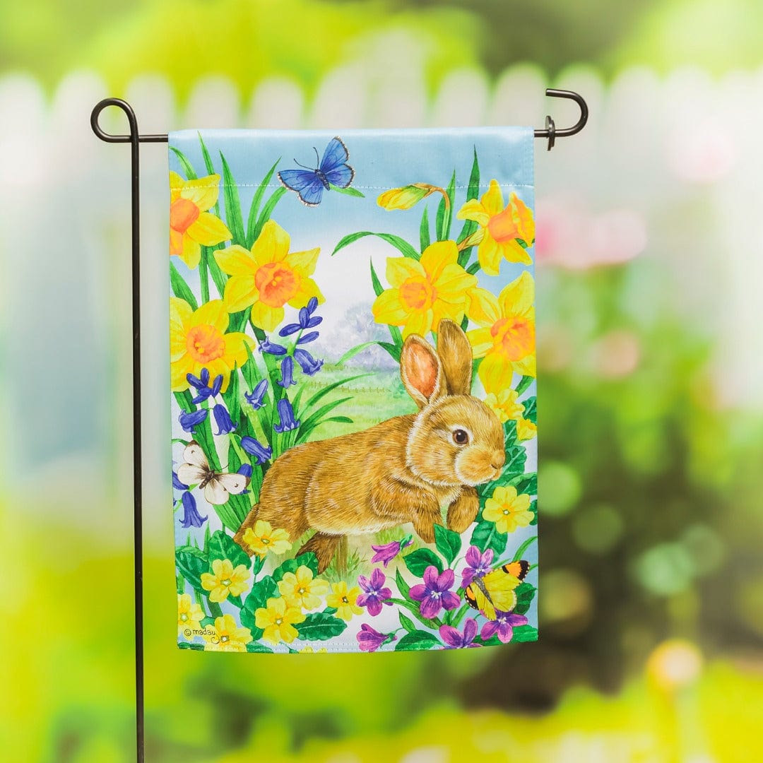 Jump In To Spring Garden Flag 2 Sided Bunny Flowers heartlandflags