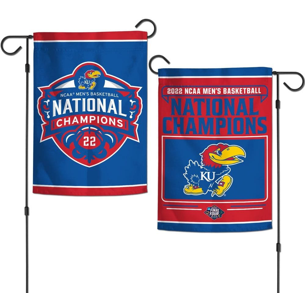 Kansas Jayhawks Garden Flag 2022 Basketball Champions 2 Sided heartlandflags