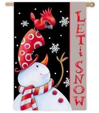 Let It Snow Banner 2 Sided Snowman Cardinal House Flag heartlandflags