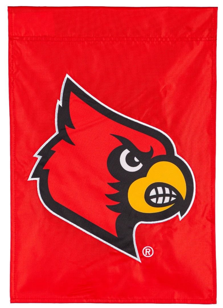 Louisville Cardinals Garden Flag 2 Sided Applique Logo heartlandflags