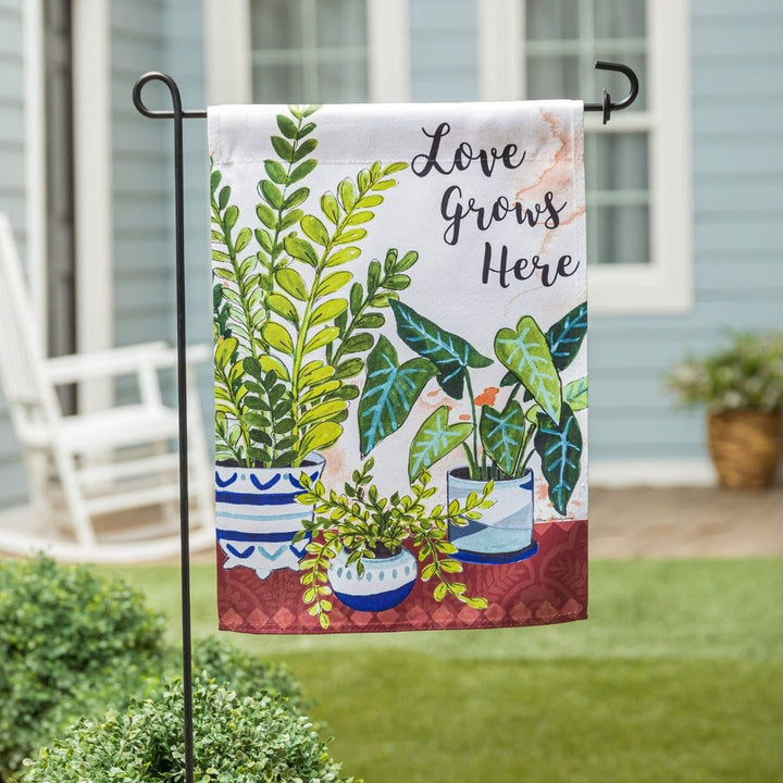 Love Grows Here Houseplants Spring Garden Flag 2 Sided heartlandflags