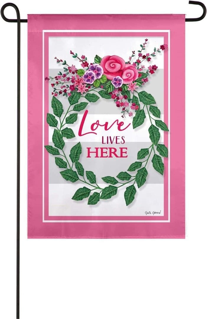 Love Lives Here Garden Flag 2 Sided Inspirational heartlandflags