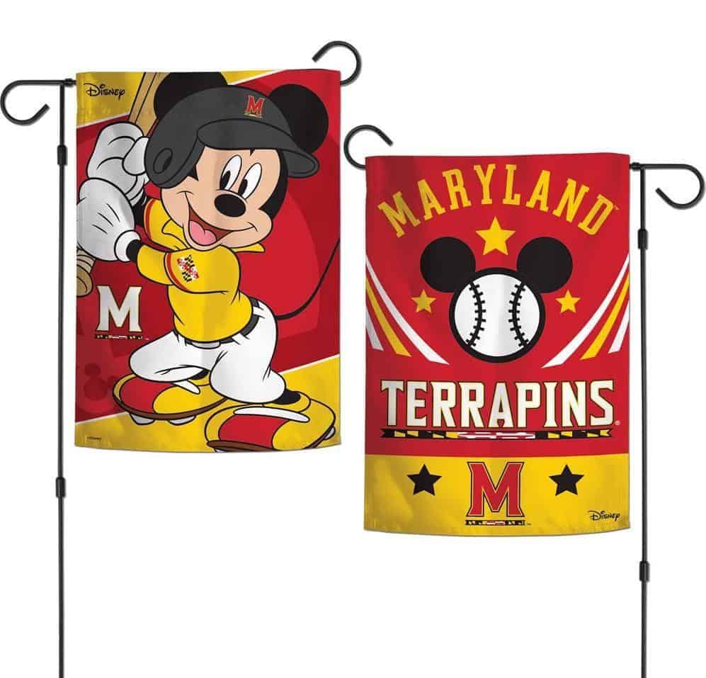 Maryland Terrapins Garden Flag 2 Sided Mickey Mouse Baseball heartlandflags