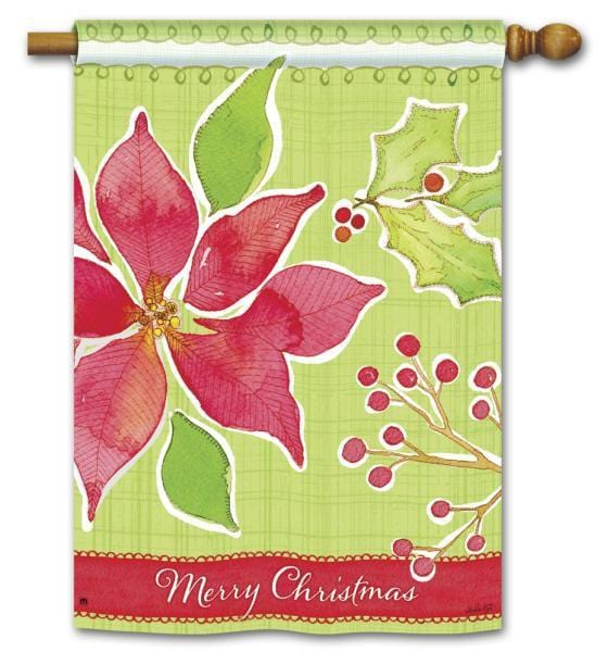 Merry Christmas Flower Flag 2 Sided Poinsettia heartlandflags