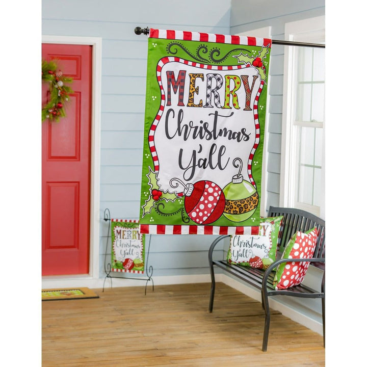 Merry Christmas Y'All Flag 2 Sided Applique House Banner heartlandflags