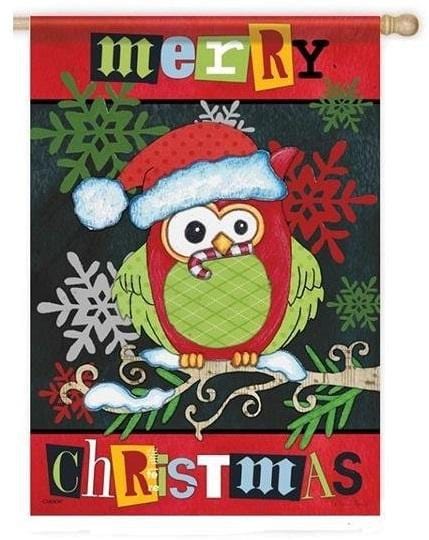 Merry Owl Christmas Flag 2 Sided House Banner heartlandflags