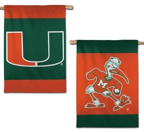 Miami Hurricanes Banner 2 Sided House Flag Mascot heartlandflags