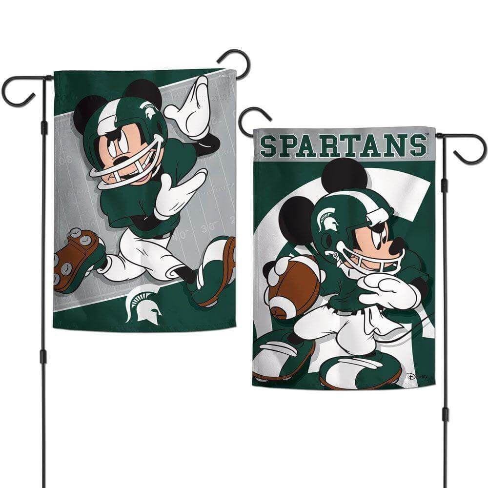 Michigan State Mickey Mouse Garden Flag 2 Sided Disney heartlandflags