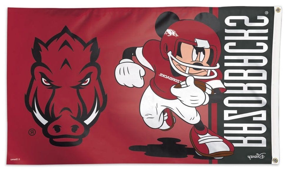 Mickey Mouse Arkansas Razorbacks Flag 3x5 Football heartlandflags