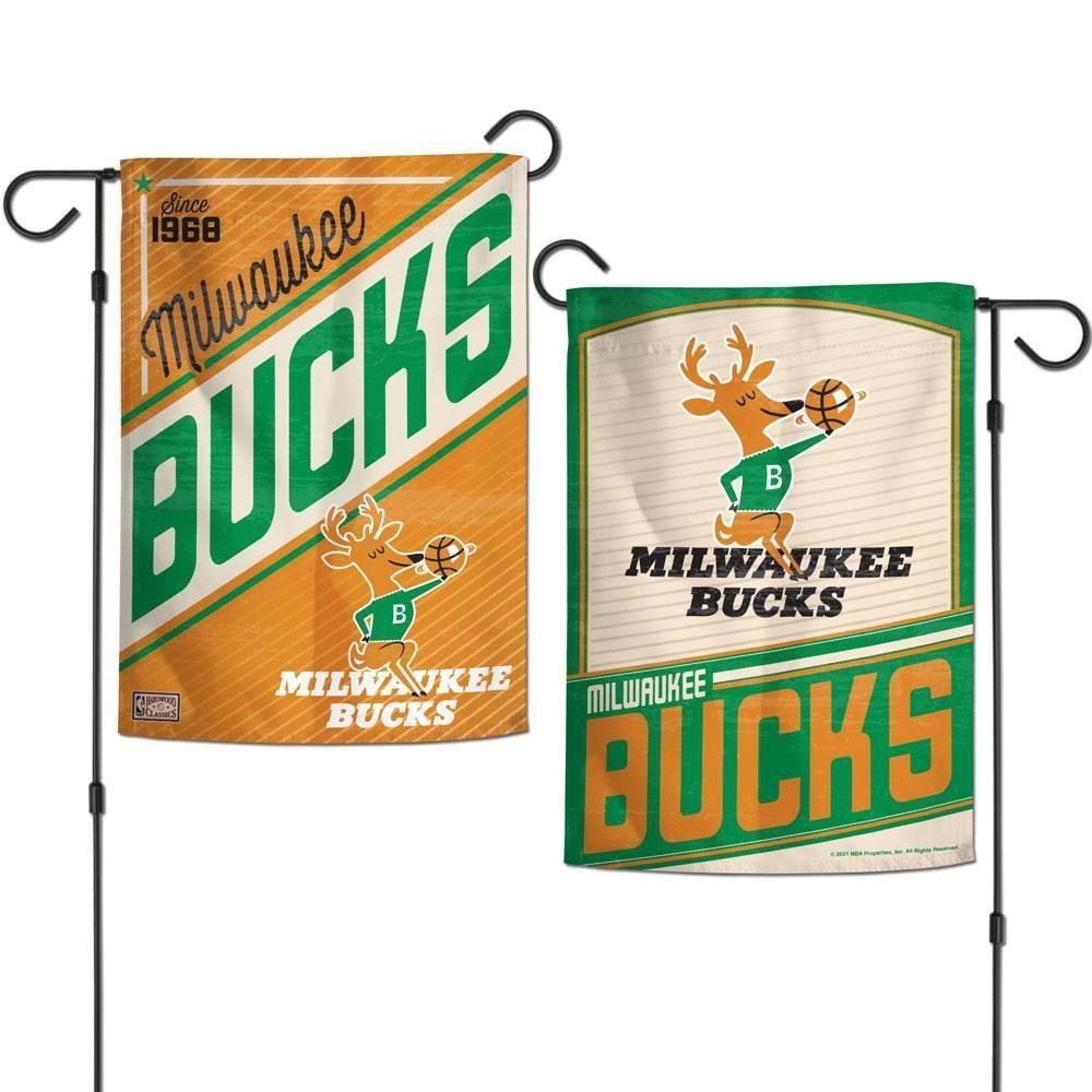 Milwaukee Bucks Garden Flag 2 Sided Retro Logo heartlandflags