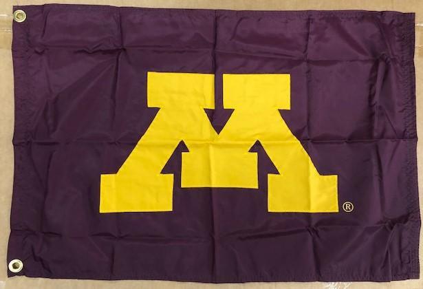 Minnesota Gophers Flag 2x3 Gold M on Maroon Applique heartlandflags