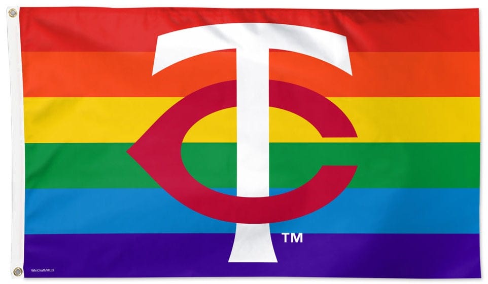 Minnesota Twins Flag 3x5 TC New Logo Pride Rainbow heartlandflags