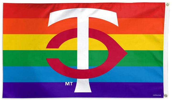 Minnesota Twins Flag 3x5 TC New Logo Pride Rainbow heartlandflags