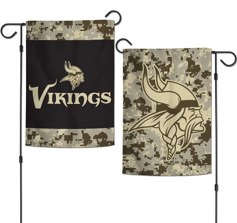 Minnesota Vikings Garden Flag 2 Sided Camo Military Tribute heartlandflags