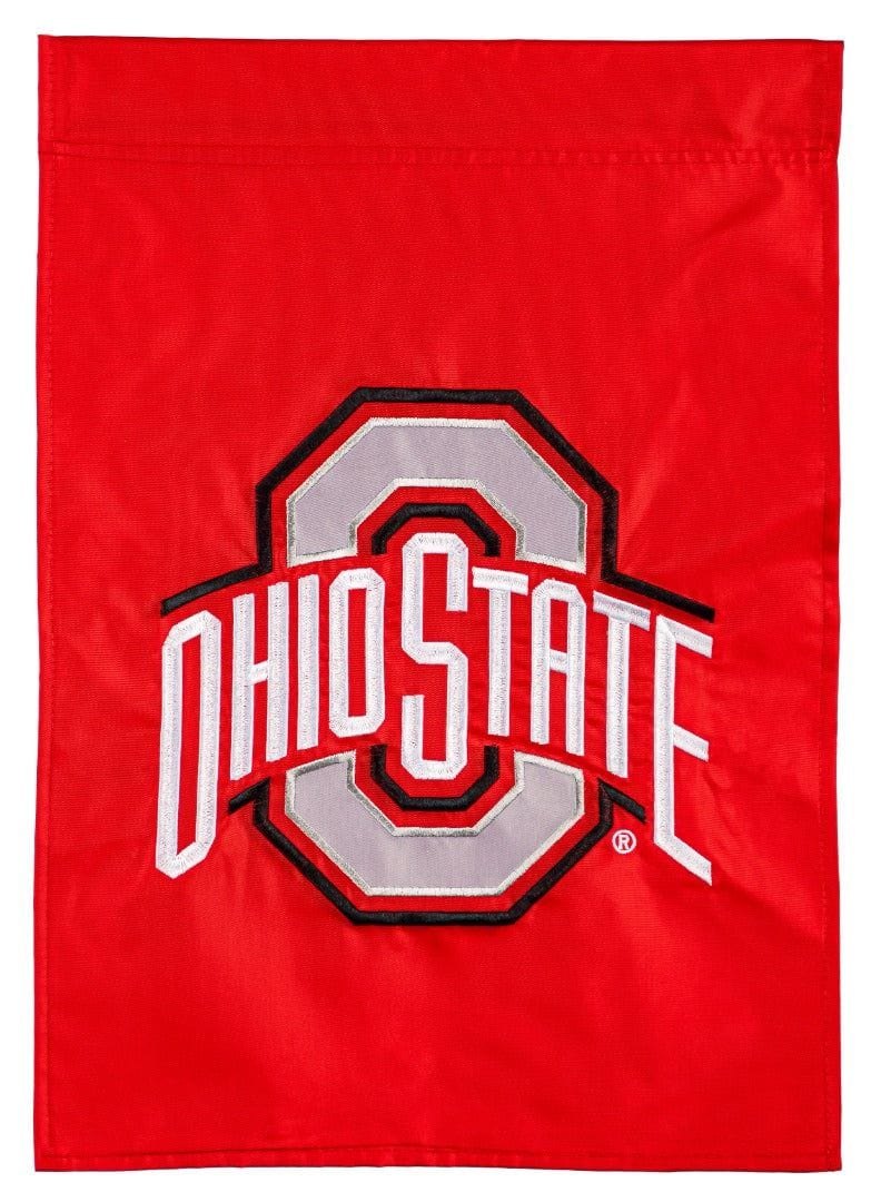 Ohio State Buckeyes Garden Flag 2 Sided Applique Logo heartlandflags