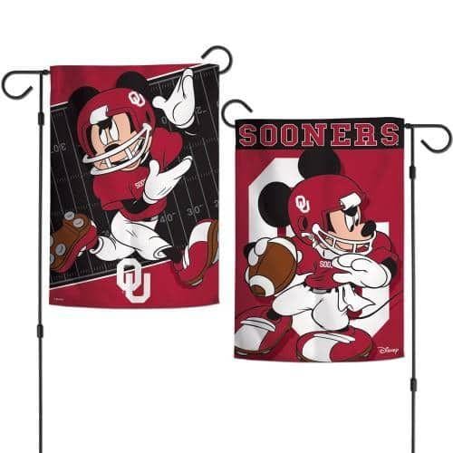 Oklahoma Sooners Garden Flag 2 Sided Mickey Mouse heartlandflags