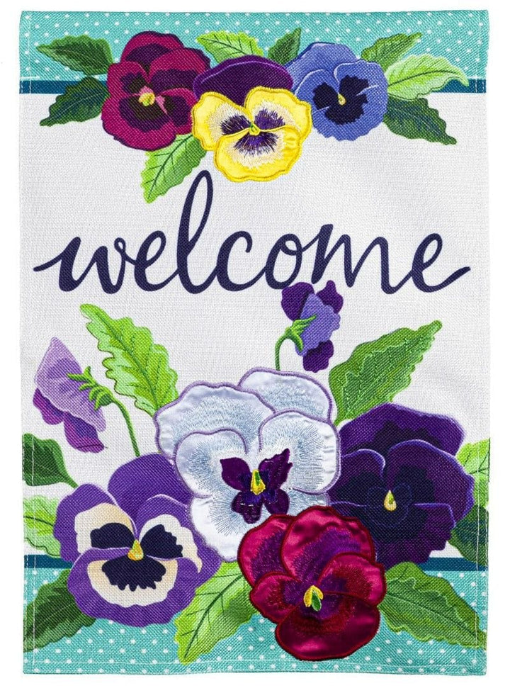 Pansy Garden Spring Banner 2 Sided Burlap House Flag heartlandflags