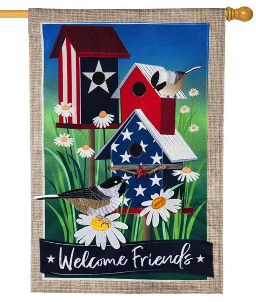 Patriotic Birdhouses Flag 2 Sided Welcome Friends heartlandflags