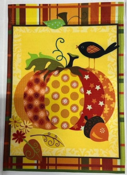 Patterned Pumpkin Garden Flag 2 Sided Fall Crow heartlandflags