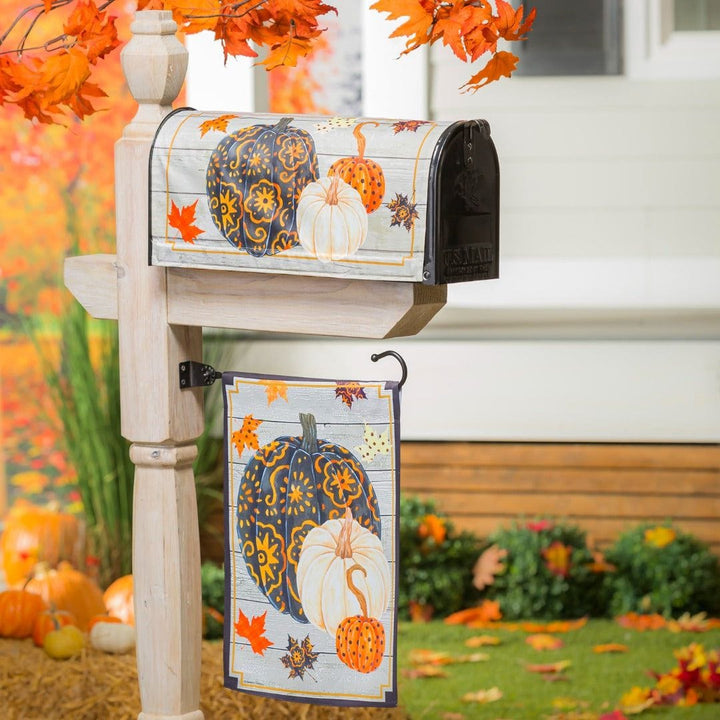 Patterned Pumpkins and Leaves Garden Flag 2 Sided Fall heartlandflags