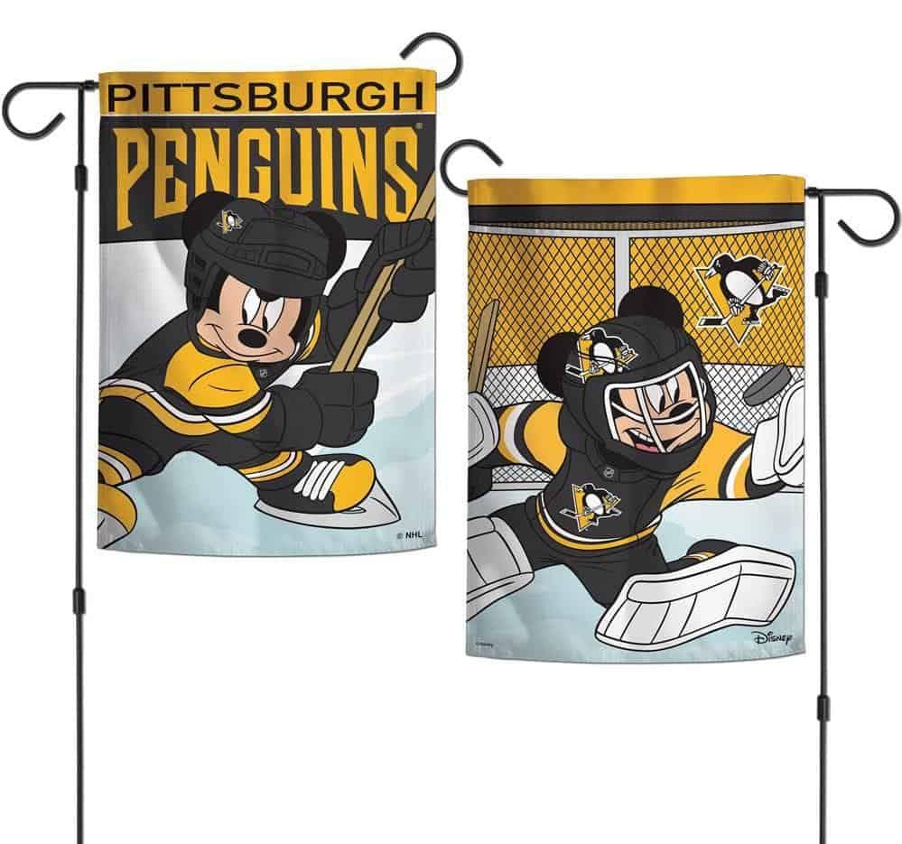 Pittsburgh Penguins Garden Flag 2 Sided Mickey Mouse Hockey heartlandflags