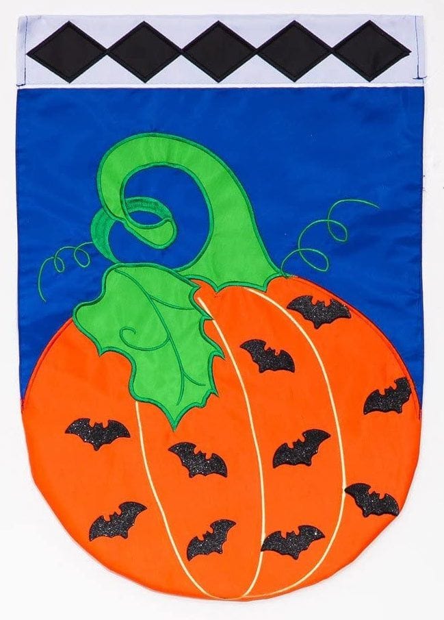 Polka Dot Bat Pumpkin Flag 2 Sided Applique Embellished House Banner heartlandflags