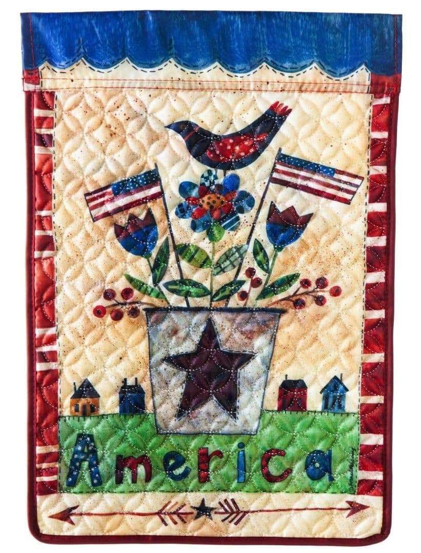 Quilted America The Beautiful Garden Flag 2 Sided heartlandflags