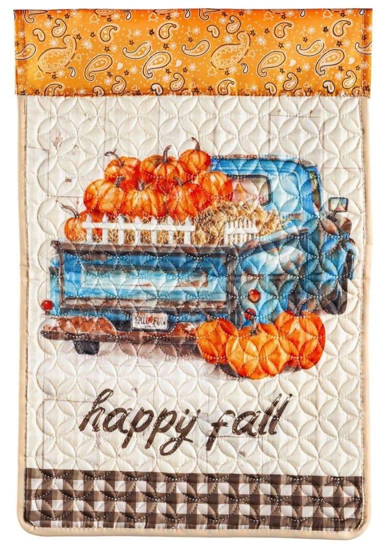 Quilted Happy Fall Truck Garden Flag 2 Sided heartlandflags